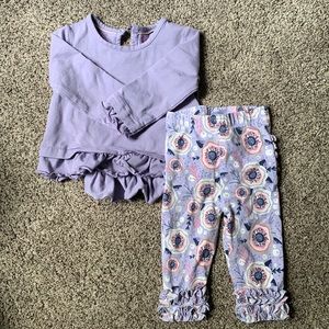 6-12 month Purple Ruffle Butts matching top and bottom